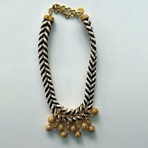 Stella and Dot Black white and gold statement necklace